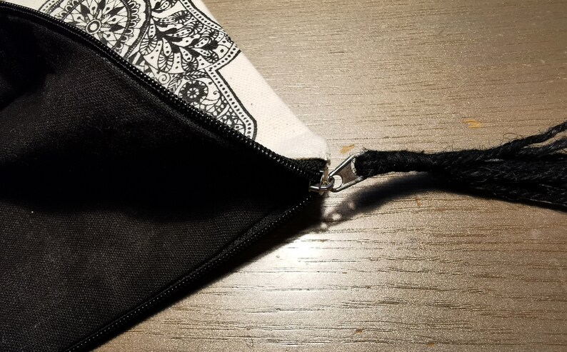 Cotton Zip Pouch Mandala Hamsa
