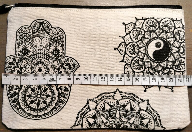 Cotton Zip Pouch Mandala Hamsa