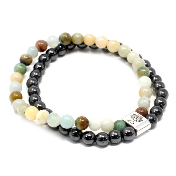 Magnetic Gemstone Bracelet - Amazonite & Hematite (Crystal / Healing)