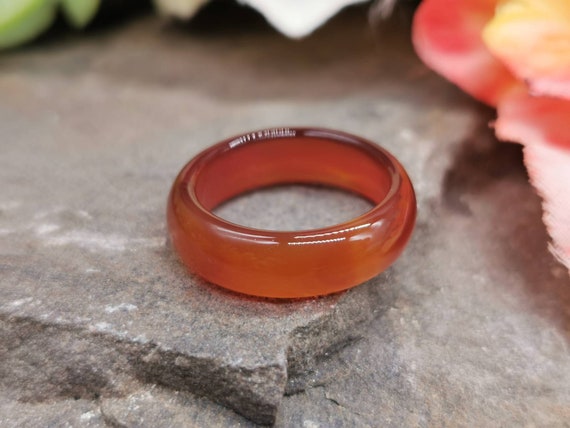 Various Coloured Natural Agate Rings, 6mm Wide, Size N