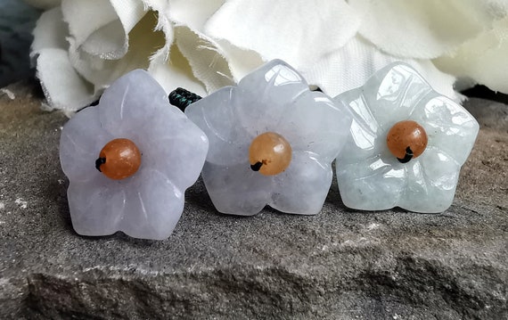 Mother of Pearl Flower, Carnelian Bead (Cornelian) Brown String Ring Sizes O, Q, R.