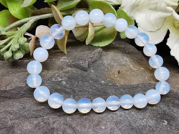 Opalite 8mm Round Bead Semi-Precious Gemstone Bracelet (Crystal / Healing)