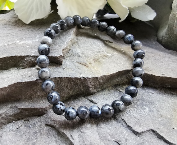 Black Labradorite 6mm Round Bead Semi-Precious Gemstone Bracelet (Crystal / Healing)