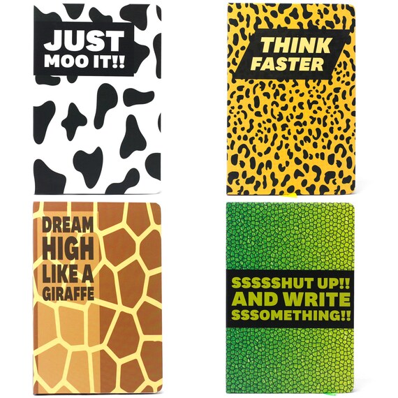 Cool Classy Notebooks - A5, 200 lined pages, round corners, coloured edges - Assorted Designs - Animal Encouragement