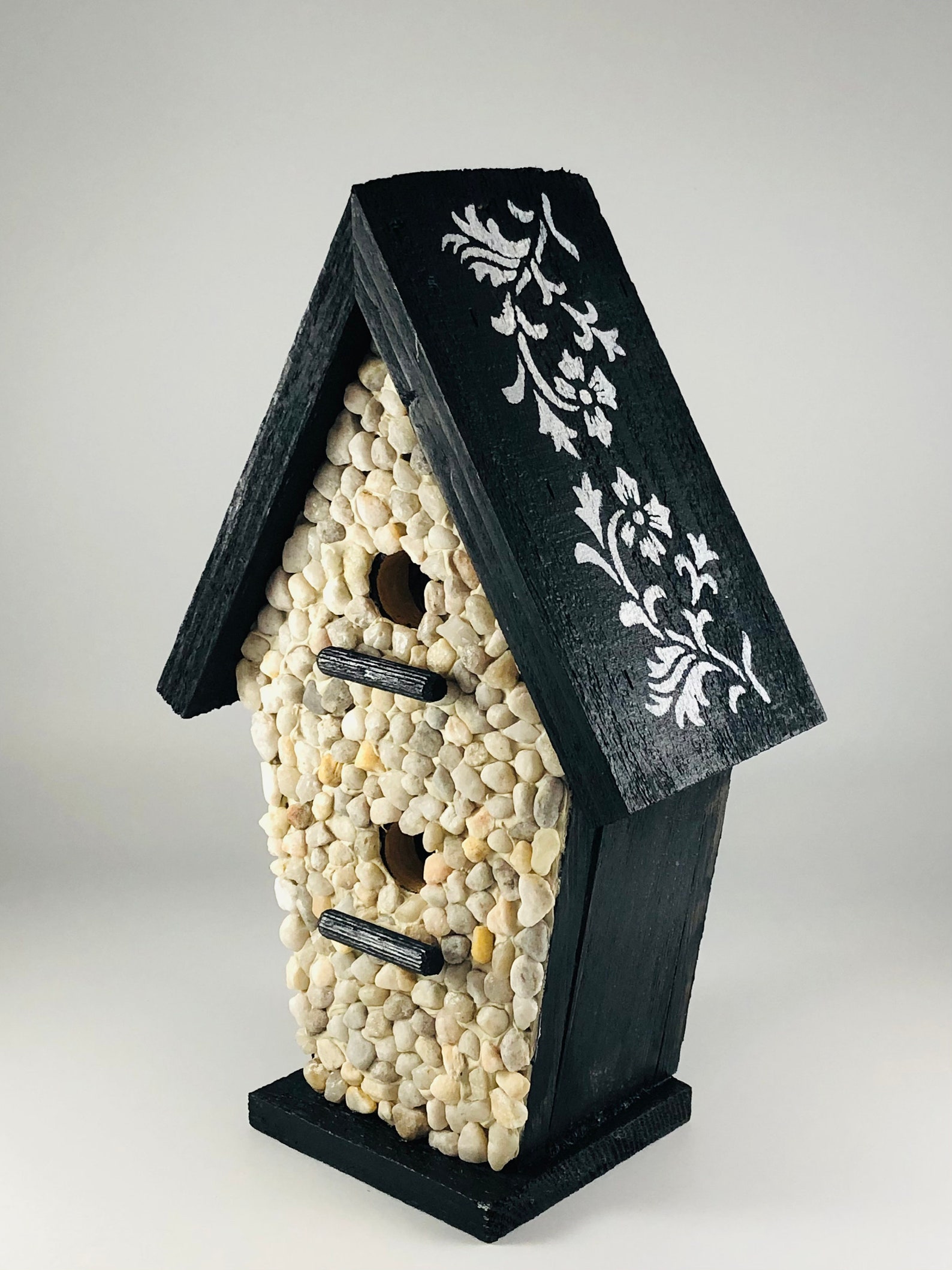 Black and White Stencil Birdhouse Etsy