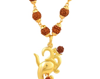 Hindu Ganesha Golden Pendant Necklace, Indian Locket
