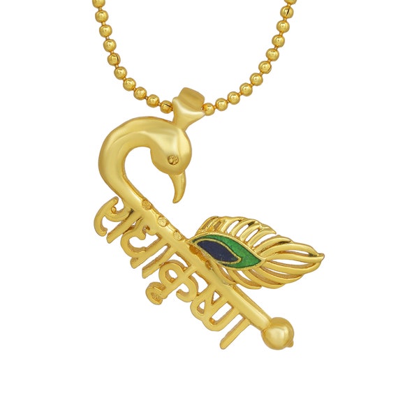 Buy Radha Krishna Pendant With Golden Chain,indian Jewellery Locket With  Chain Online in India 