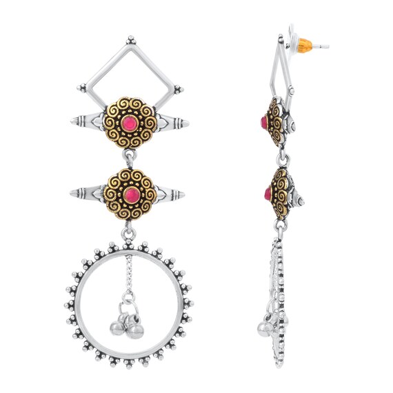 Brass earrings, Fashion Earring, Gold, silver pla… - image 2