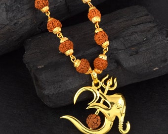 Collar con colgante de Ganesh Rudraksha, joyería de dios hindú
