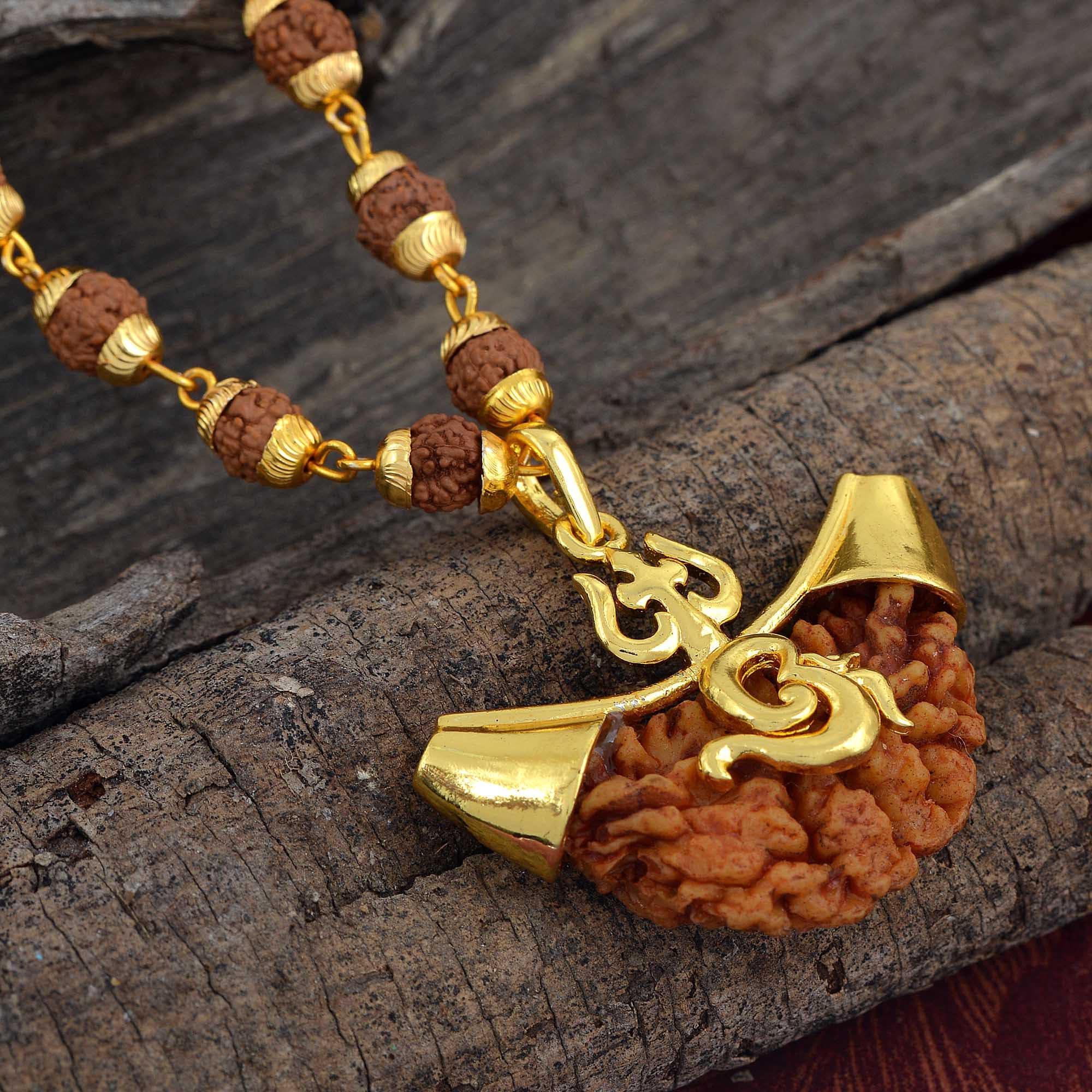 EK Mukhi Rudraksha in Gold plated Brass Pendant With 5 Mukhi Rudraksha Chain mala Etsy Canada