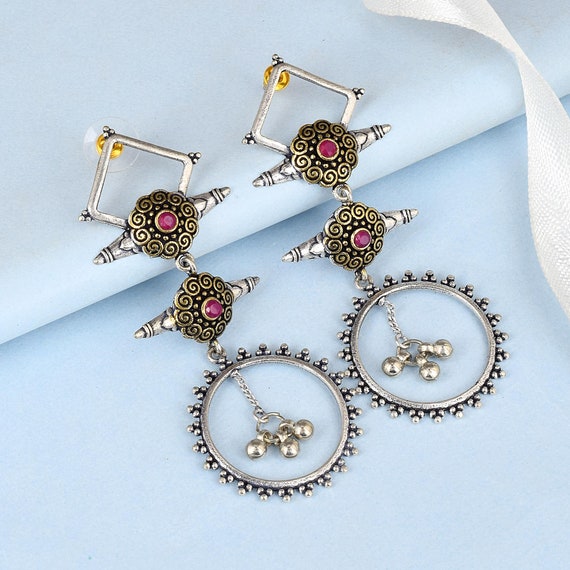 Brass earrings, Fashion Earring, Gold, silver pla… - image 1