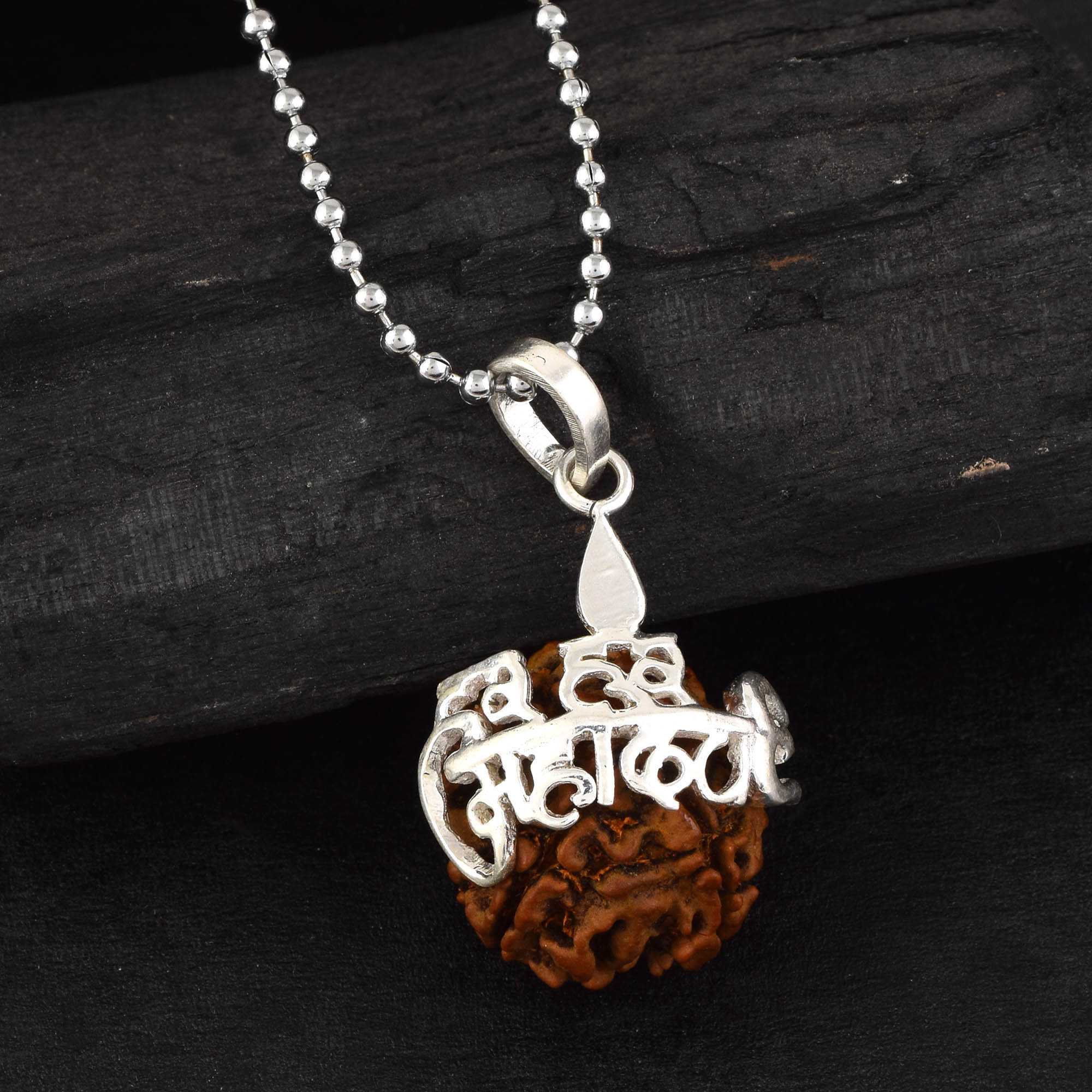 Rudrasha Specical Pendant.locket 5 Mukhi Rudraksha Pendant Har Har Mahadev Design With Sliver Chain Mala chain Indian Jewellery Etsy Norway