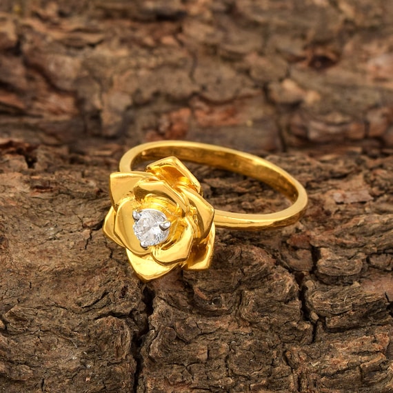 Silver Flower Ring With Gold Plating Etsy