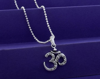 925 Sterling Silver Om Pendant Necklace – Spiritual Hindu Symbol Jewelry