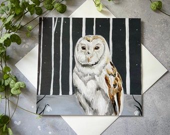 Snowdrop Owl Card