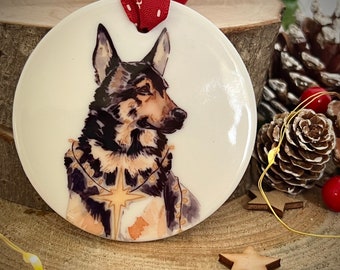 Starry Shepherd Christmas Ornament - Xmas Dog Bauble