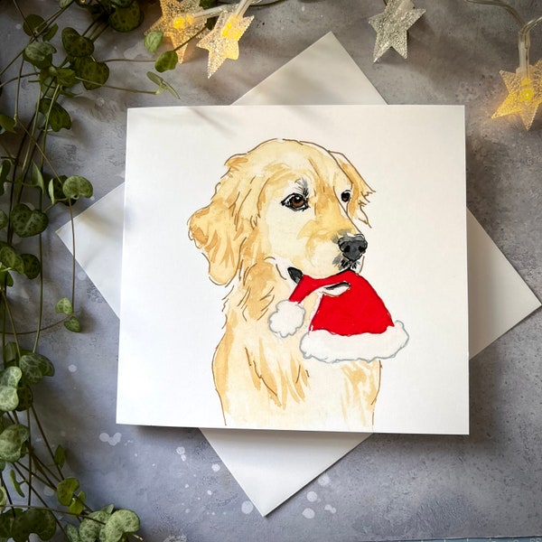 Golden Retriever Christmas Card - Etsy