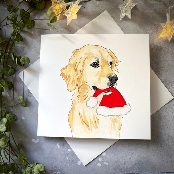 Festive Golden Retriever Card