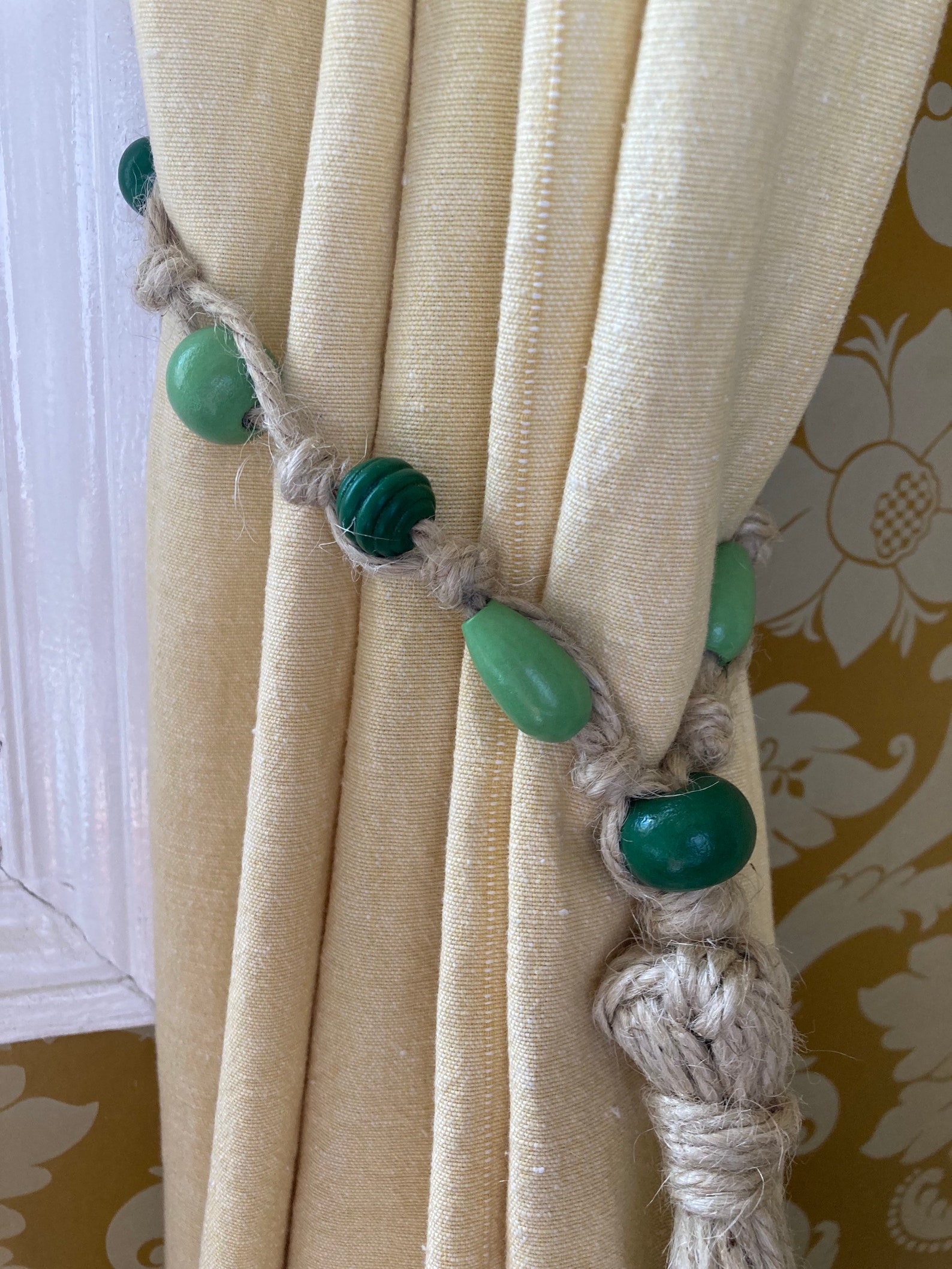 Set of 2 Wooden Beads Curtain Tie Backs Farmhouse Style Etsy