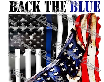 Back The Blue - Försvara The Blue 2 filer POLIS Tunn blå linje Blå liv spelar roll Lag PNG Design Ladda ner Sublimering 300DPI