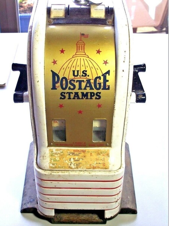 Memorabilia US POSTAGE STAMP vending machine with key vintage Art