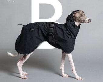 BonGoof PUPbrella - Noir Couleur : lévrier italien, vêtements Iggy - vêtements d'extérieur pour chien, imperméable, veste de pluie, doublure imprimée respirante