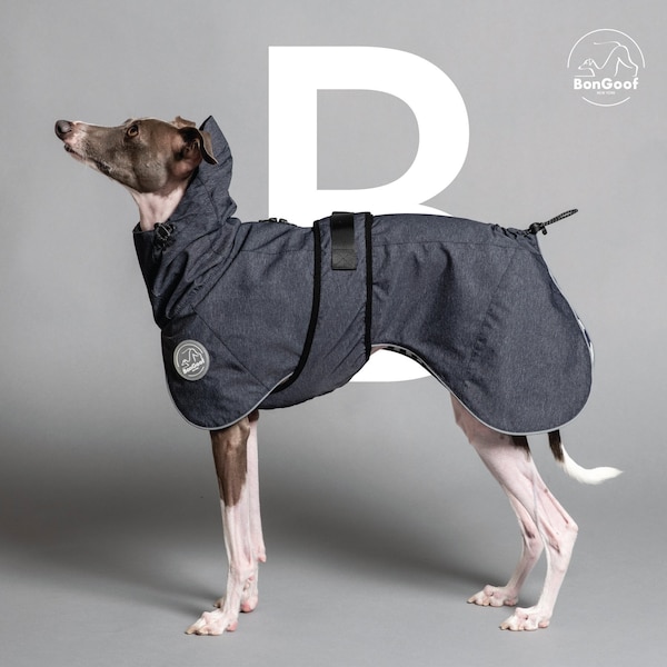 BonGoof PUPbrella - Dark Navy Color : Italian Greyhound, Iggy Clothing - Dog Outerwear, Raincoat, Rain Jacket, Breathable printed lining