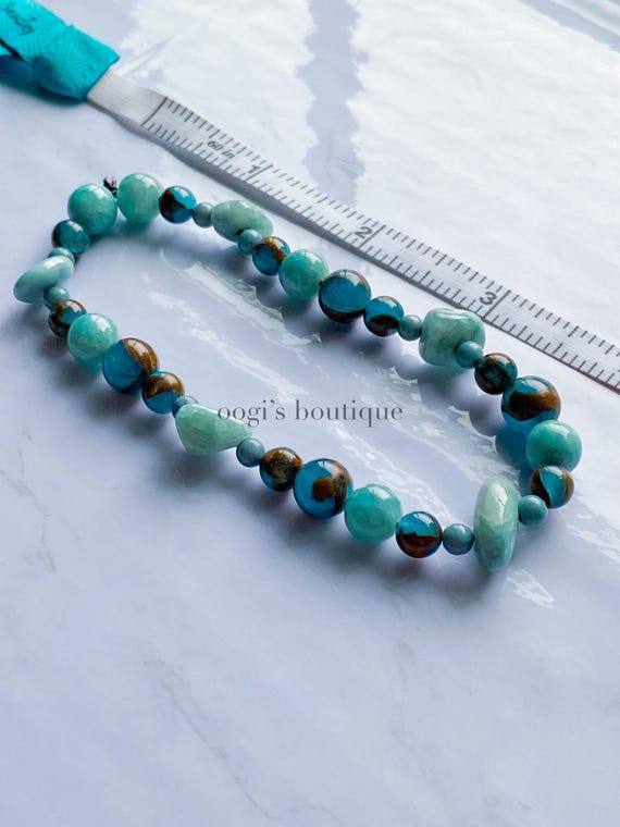 blue cloisonné & blue quartz gemstone bracelet