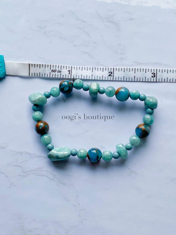 blue cloisonné & blue quartz gemstone bracelet