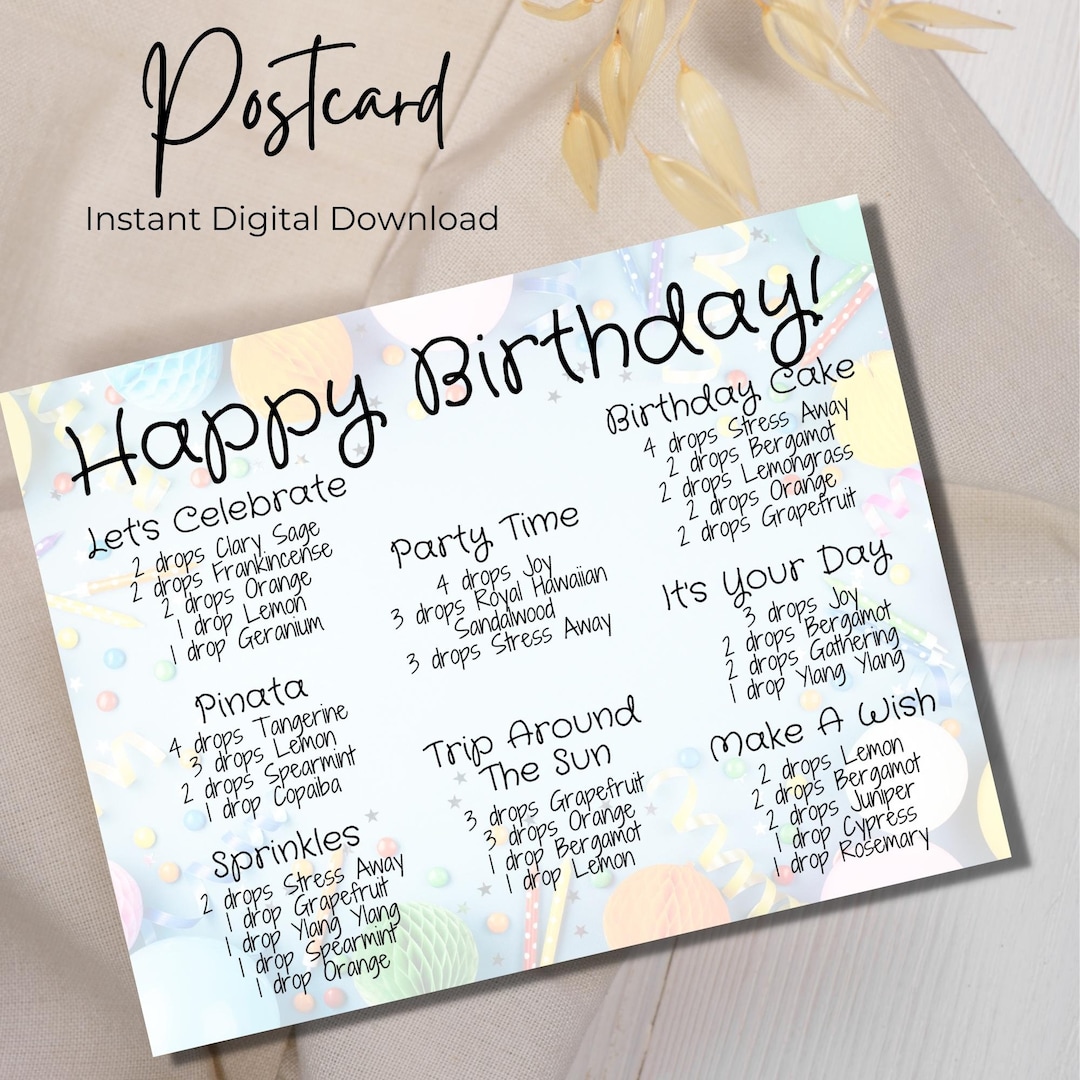 Happy Birthday Diffuser Blend Essential Oil Postcard Young Living - Etsy
