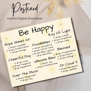 Be Happy Young Living Essential Oil Diffuser Blend Postcard