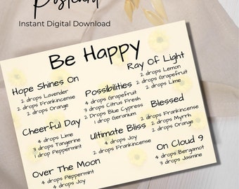 Be Happy Young Living Essential Oil Diffuser Blend Postcard
