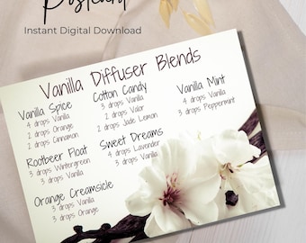 Vanilla Diffuser Blends Essential Oil Postcard digital download