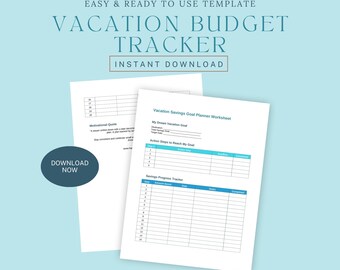 Vacation Savings Tracker Printable | Vacation Goal Planner Worksheet | Travel Fund Budget Tracker | Instant Download PDF