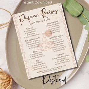 Essential Oils Perfume Recipes Postcard Instant Digital Download Young Living