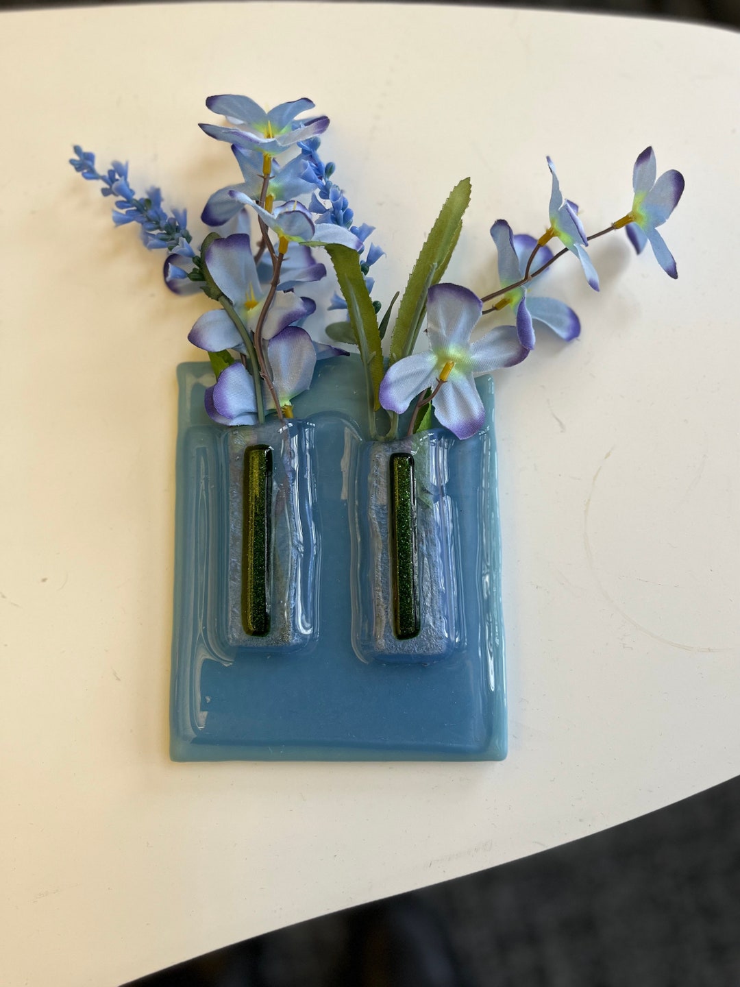 Blue Dream Fused Glass Pocket Vase Etsy