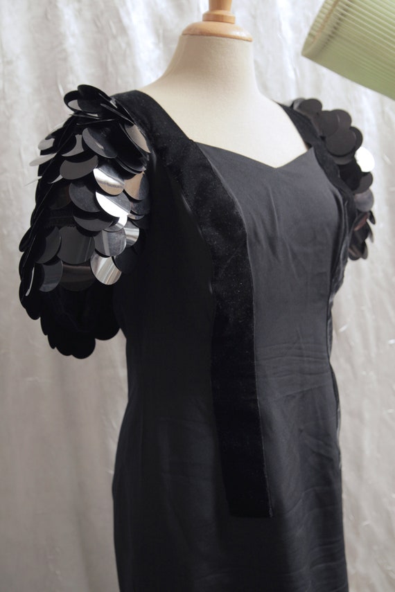 Sexy Black 1980s Mini Party Wiggle Dress with Gia… - image 3