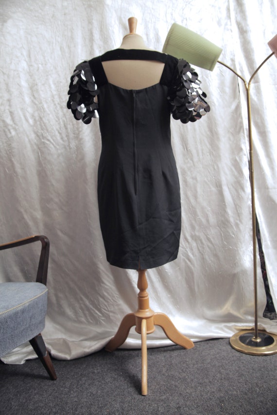 Sexy Black 1980s Mini Party Wiggle Dress with Gia… - image 5