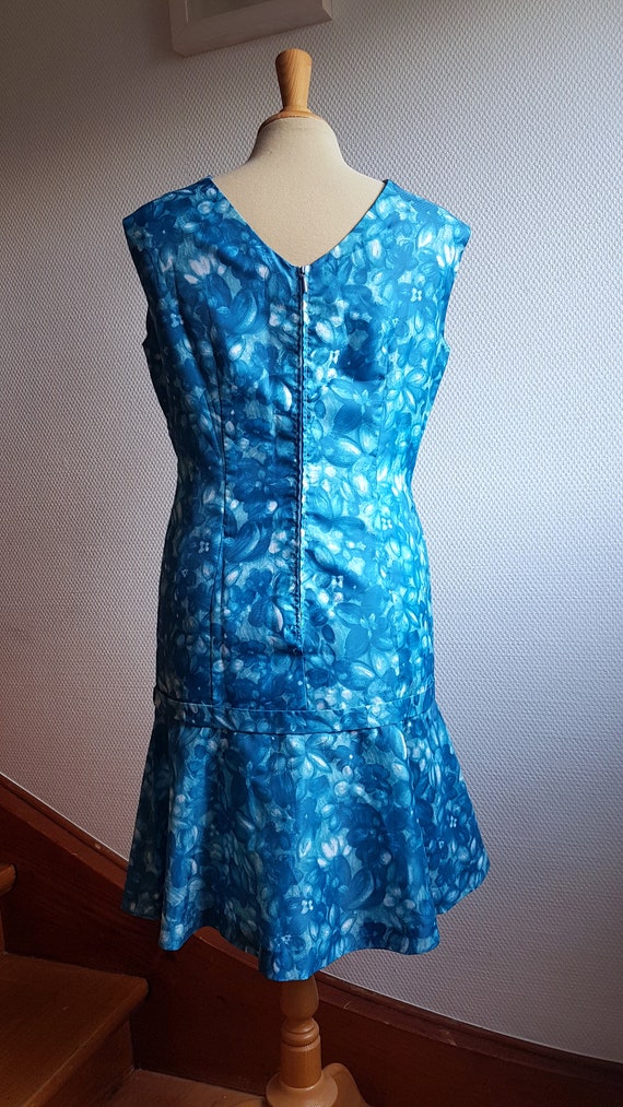 Handmade 1960s Blue Mini Dress with a Dropped Wai… - image 7