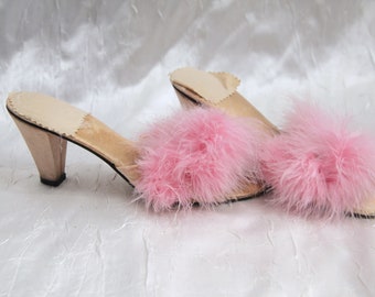 juni bord Anvendelse 1930s Boudoir Slipper With High Heels and Baby Pink Ostrich - Etsy UK