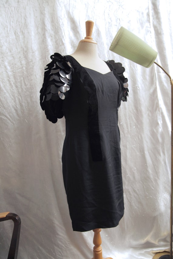 Sexy Black 1980s Mini Party Wiggle Dress with Gia… - image 4