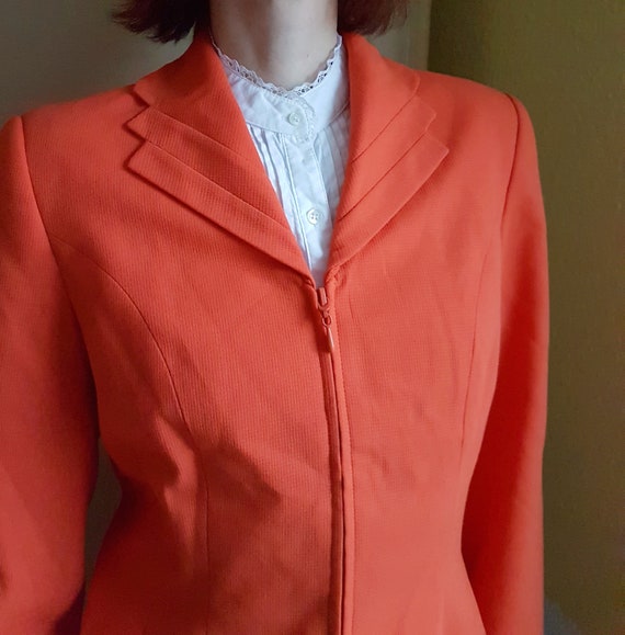 Original 1980s Deadstock Orange Mini Skirt and Bl… - image 10