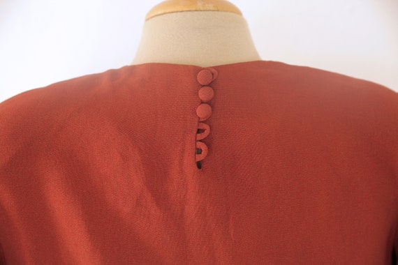 Rusty Brown 1940s Short Sleeve Wool Crepe Day Dre… - image 8