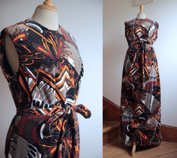 Velvet Early 1970s Sleeveless Maxi Gown with Waist