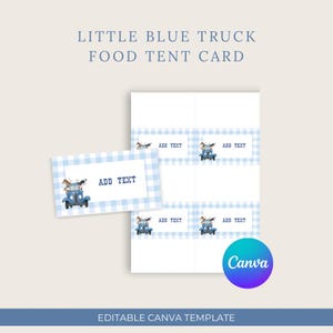 Modèle Cartes Tente Étiquette Alimentaire Pour Fête Anniversaire Petit Camion Bleu