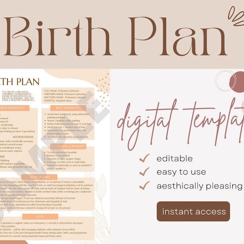 Editable Birth Plan Template Canva Template Simple Printable - Etsy