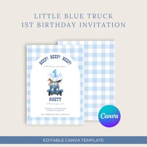 1. Geburtstag Party Einladung Vorlage Kleiner Blauer LKW