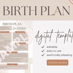 Birth Plan Template - Neutral Arches - Labor and Delivery Birth Preferences