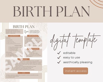 Birth Plan Template - Neutral Arches - Labor and Delivery Birth Preferences