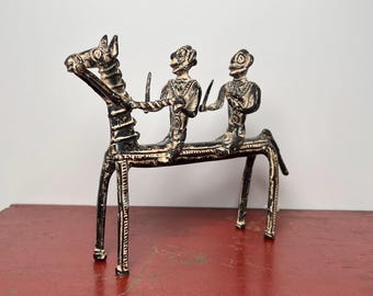 Ashanti Warriors on Horseback Metal Sculpture Ghana Africa Vintage Metal Work